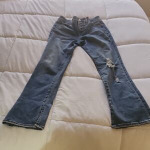 Express Women's Blue Straight Boot Cut Jeans Skyscraper